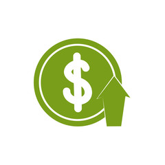 Isolated coin icon green silhouette design
