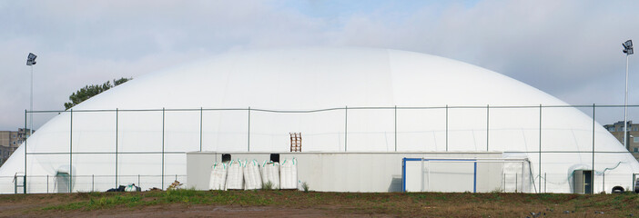 Mobile modern city basketball and football stadium made of an inflatable canvas dome © Aleksandr Volkov