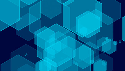 Obraz premium abstract technology blue background with hexagons. hi tech concept