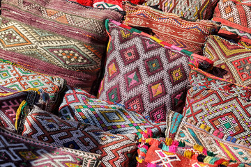 Colourful traditional Moroccan cushions.