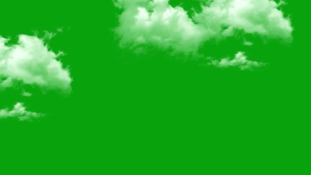 Moving clouds motion graphics with green screen background