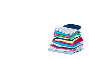 Fototapeta na wymiar Stack of clothes, fresh laundry textile. Isolated.