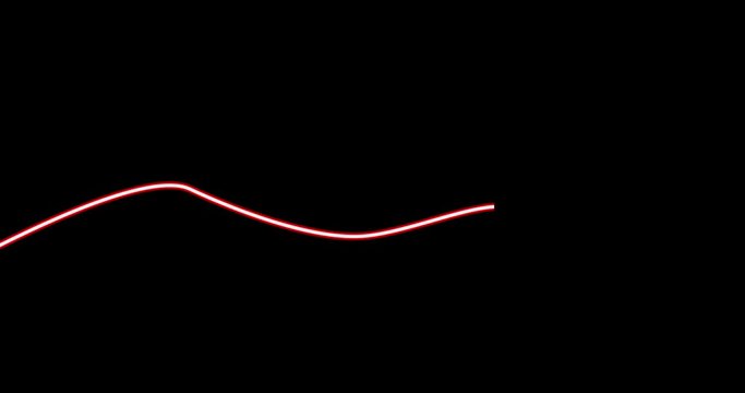 red neon light line glowing movement on black background