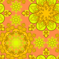 Fototapeta premium Round seamless pattern with mandala elements.