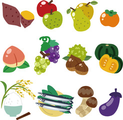 秋の食べ物のイラスト