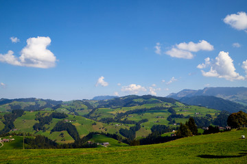 Mountain landscape with valley below. View from height