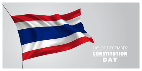Thailand constitution day greeting card, banner, horizontal vector illustration