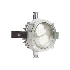 LED street flood light lamps in white strong metal housing for outdoor and indoor industrial use isolated on white.