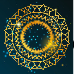 Mandala. Gold round ornament pattern on black background. Vector illustrate. EPS 10