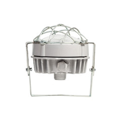 LED street flood light lamps in white strong metal housing for outdoor and indoor industrial use isolated on white.