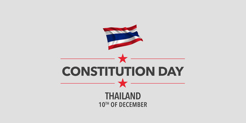 Thailand constitution day greeting card, banner, vector illustration