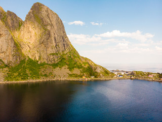 Fototapeta na wymiar Fjord and mountains landscape. Lofoten islands Norway