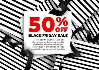 Black Friday Sale Banners vector illustration with ribbons