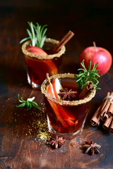 Punch - traditional german alcoholic hot drink with fruits and spices.