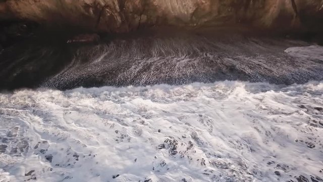Iceland Aerial View Revealing Giant Mountain Cliff With Ocean Below 1