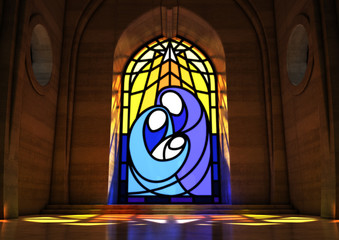 Stained Glass Window Nativity Scene