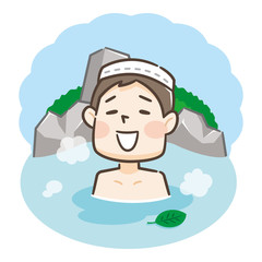 温泉　夏　男性