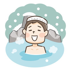 温泉　冬　男性