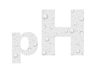 рН. acid-base balance. Text from bubbles. Hydrogen index or weight  of water. Used in cosmetology, chemistry, science. Transparent formula with bubbles splash. 3d vector realistic.