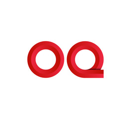 Initial two letter red 3D logo vector OQ