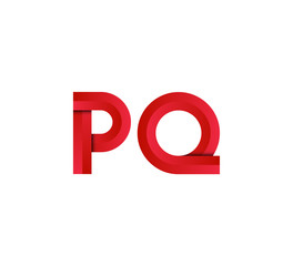 Initial two letter red 3D logo vector PQ