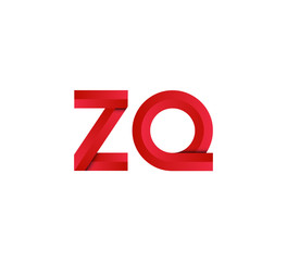 Initial two letter red 3D logo vector ZQ