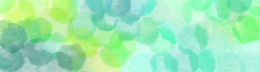 Fototapeta na wymiar abstract magic bubbles wide banner. powder blue, light green and medium aqua marine background with space for text or image