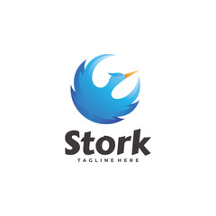 Abstract Gradient Stork Bird Wing Logo Icon