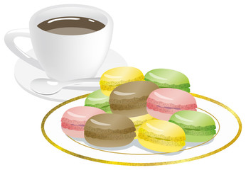 マカロンとコーヒーのイメージイラスト