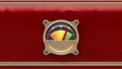 A concept showing a dial or gauge to measure whether children have been naughty or nice for the...