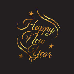 gold colored Happy new year 2020 Illustration background Concept Image in black background