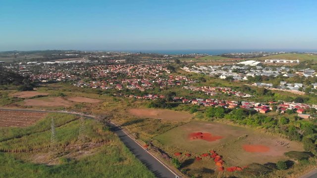 Arial view of a township, RDP houses in Shaka&rsquo;s Head, near Ballito Junction in KwaZulu-Natal, South Africa