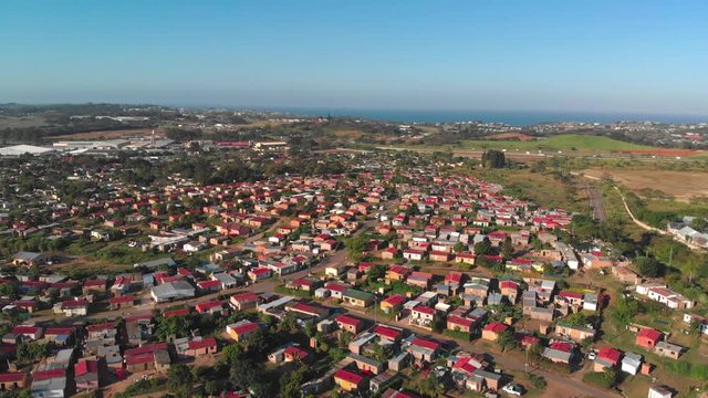 Arial view of a township, RDP houses in Shaka&rsquo;s Head, near Ballito Junction in KwaZulu-Natal, South Africa