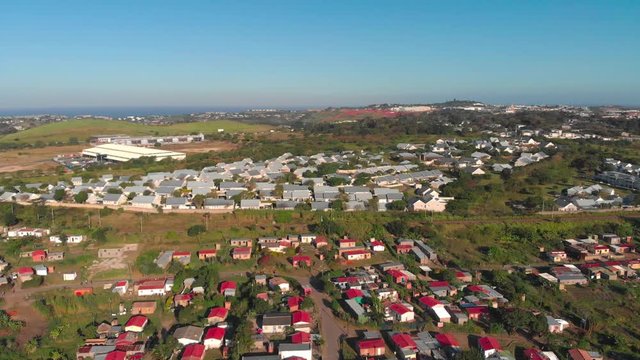 Arial view of a township, RDP houses in Shaka&rsquo;s Head, near Ballito Junction in KwaZulu-Natal, South Africa