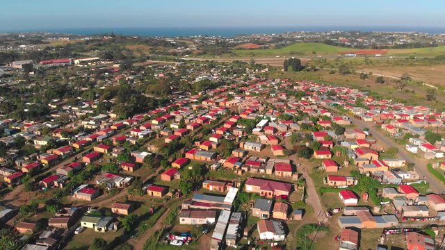 Arial view of a township, RDP houses in Shaka&rsquo;s Head, near Ballito Junction in KwaZulu-Natal, South Africa