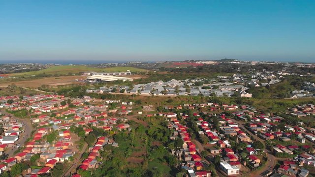 Arial view of a township, RDP houses in Shaka&rsquo;s Head, near Ballito Junction in KwaZulu-Natal, South Africa
