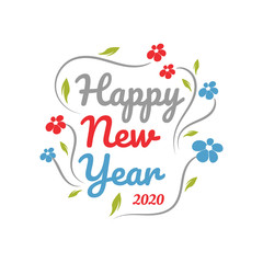 Happy New Year 2020 on White Background.