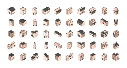 Fotobehang building isometric style icons set © Stockgiu