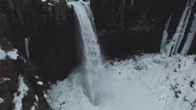 Svartifoss Iceland Aerial View Showing Large Lava Column Waterfalls 8