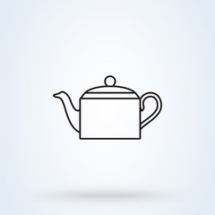 The teapot. Line art Tea symbol Simple vector modern icon design illustration.