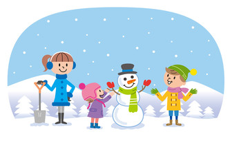 子供たち　雪遊び