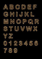 alphabetic letter A to Z, numbers 1 to 10 burning sparkler, 3D, ILLUSTRATIOn