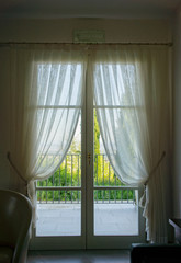 View through a closed window in a room