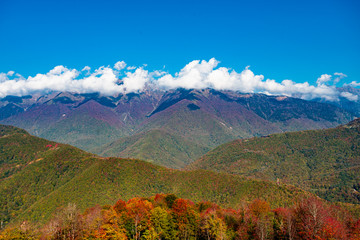Caucasus mountains. landscape with a blue sky in the mountains.