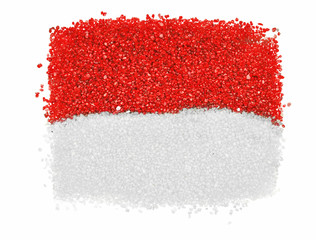 Monaco flag from color sand isolated on white