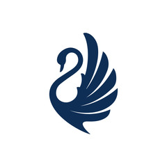 new luxury stylish spreading wings swan logo design vector logotype sign illustration © fandy
