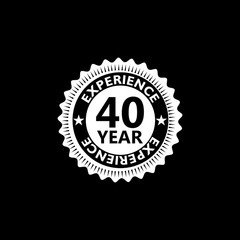 40 years of experience icon isolated on black background