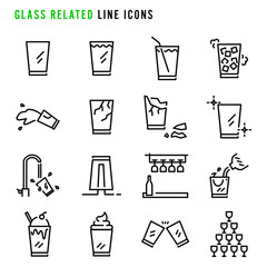 Glass related line icons