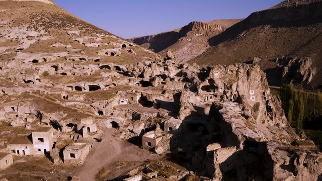 Rock-Cut Churches in The Beginning of Time on Soganli Valley from SKY. Kayseri, Turkiye
