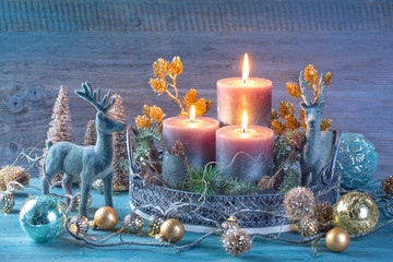Candles and christmas decoration